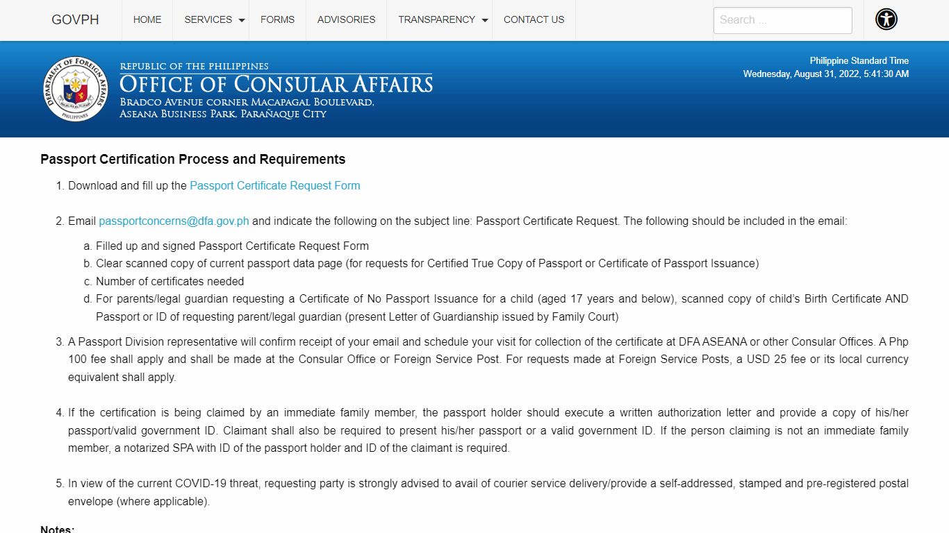 PASSPORT CERTIFICATION REQUIREMENTS - Department of Foreign Affairs