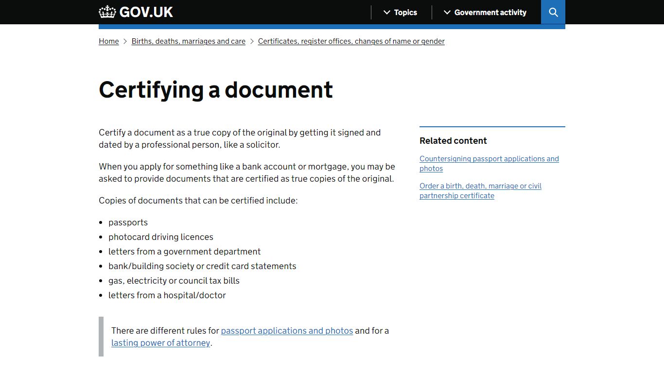 Certifying a document - GOV.UK